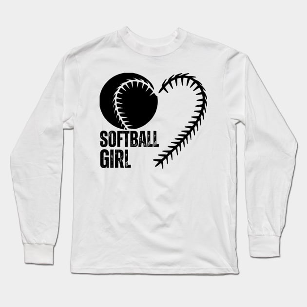 Softball for girls black and white Long Sleeve T-Shirt by GRADA